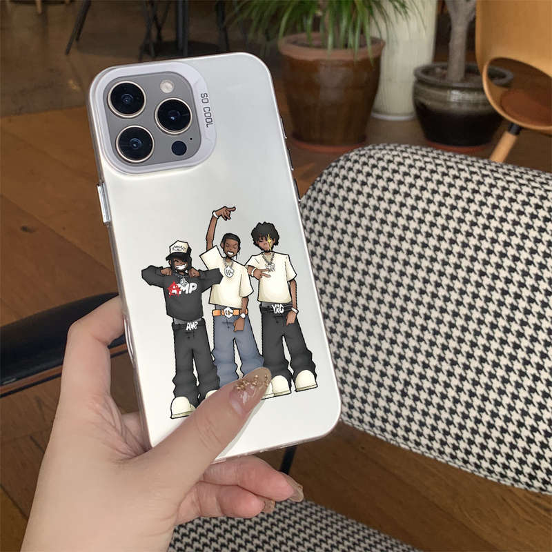 1Pc Silvery For iPhone XS Max Hip Hop Print Metal Phone Case
