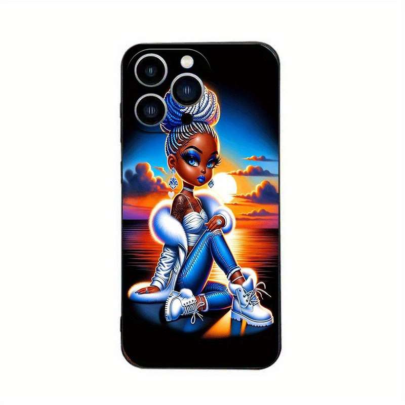 1Pc Black For iPhone 15 Pro African Style TPU Phone Case