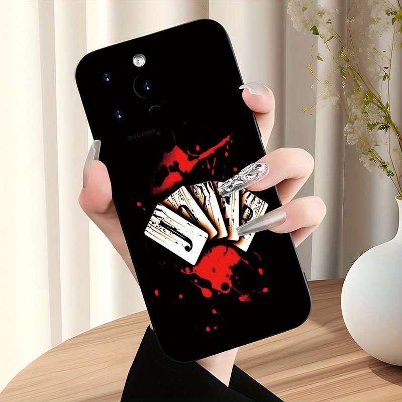 1Pc Black For iPhone X XS Card Themed Pattern Phone Case