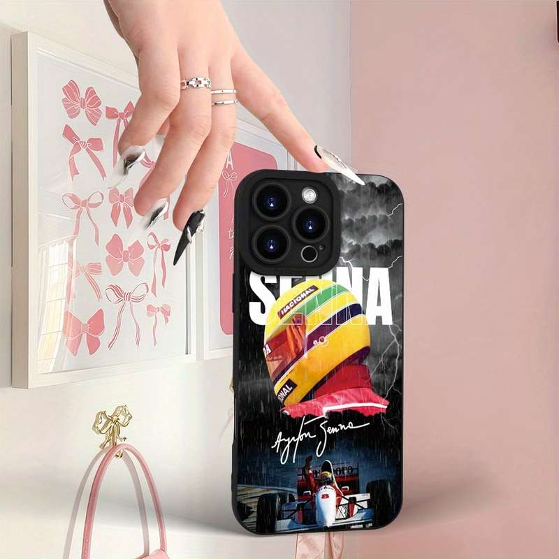 1Pc Black For iPhone 13 Mini F1 Racing Pattern Phone Case