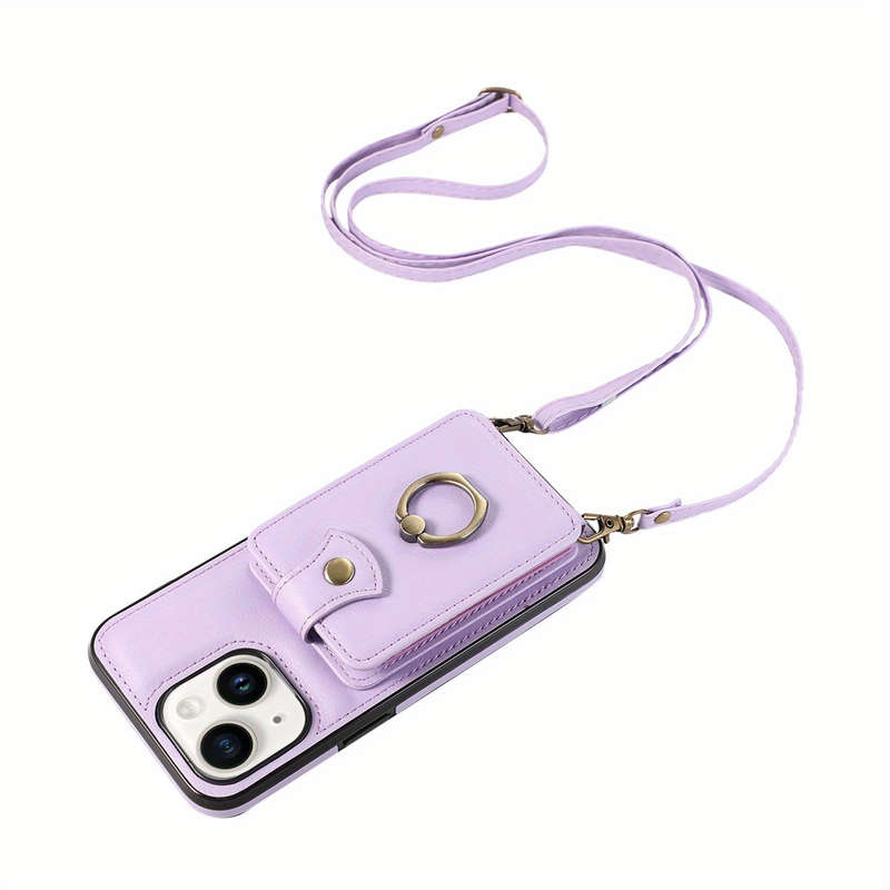 1Pc Purple For iPhone 14 Plus Protective Case Wallet Phone Case