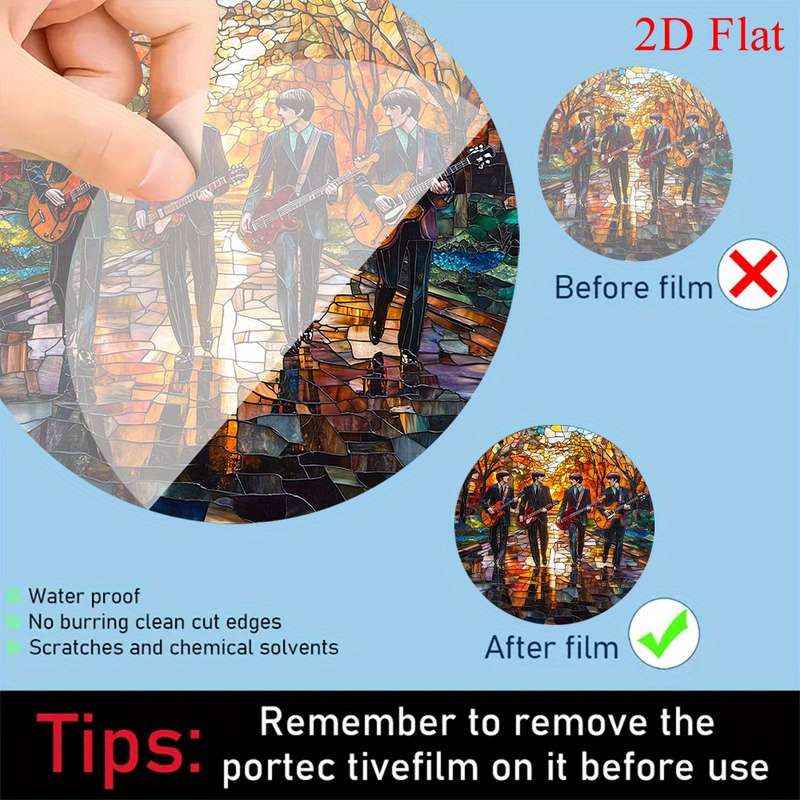 1pc 2D Flat  The Beatles-Inspired Autumn Walk Stained Glass Art Acrylic Wall Decor Vintage Ro