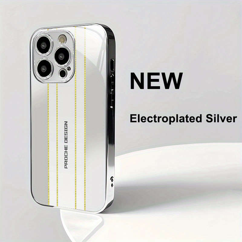 1Pc Silvery For iPhone 16 Pro Max Business Men Phone Case