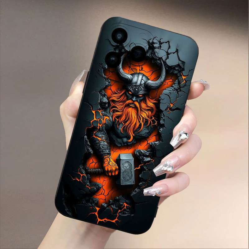 1Pc Black For iPhone 7 Plus 8 Plus Viking Pattern Phone Case