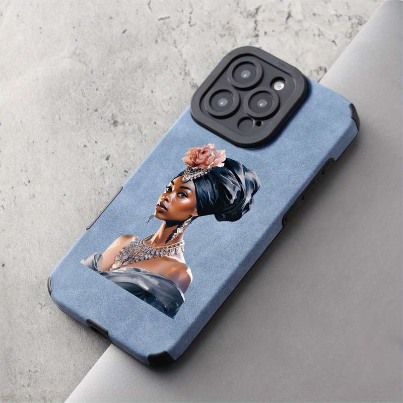 1Pc Blue For iPhone 16 African Queen Phone Case