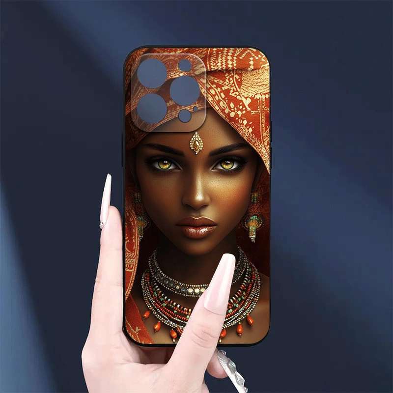 1Pc Black For iPhone 15 Pro Max Classic African Woman Phone Case