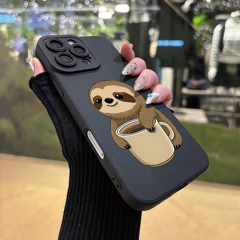 1Pc Black For iPhone XR Cute Cartoon Sloth Phone Case