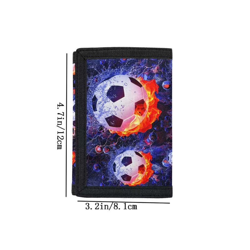 1pc Soccer Flame Trifold Wallet for Teens and AdultsRFID Blocking Durable Polyester Lightweigh