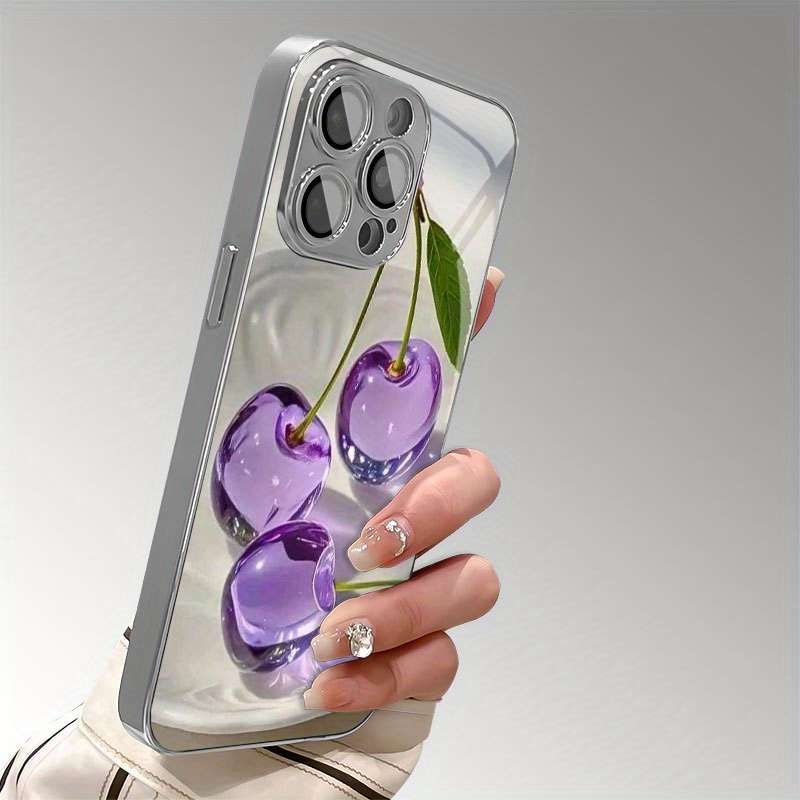 1Pc Mixed Color  For iPhone 12 Crystal Cherry Pattern Phone Case