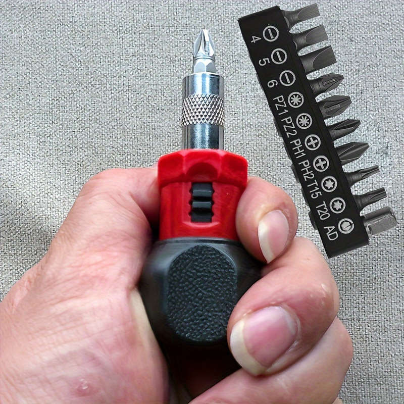 Screwdriver Bit Tool Set Color 11 In 1 Black And Red Set