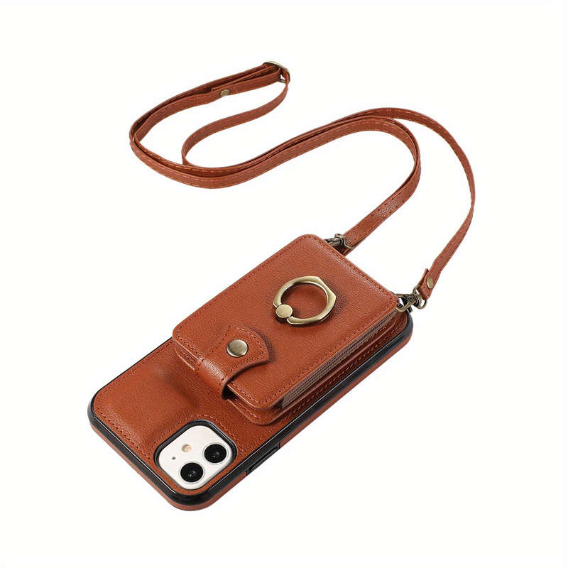 1Pc Brown For iPhone 12 Protective Case Wallet Phone Case