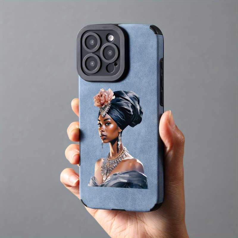1Pc Blue For iPhone 16 African Queen Phone Case
