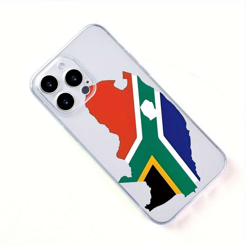 1Pc Transparent For iPhone XS South African Map And Flag Pattern Phone Case