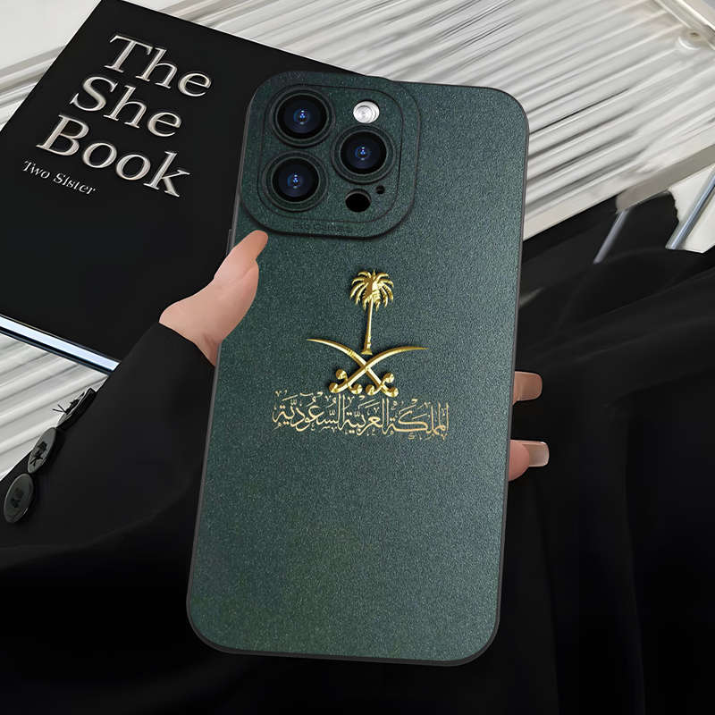 1Pc Black For iPhone 15 Plus Arabian Emblem Phone Case