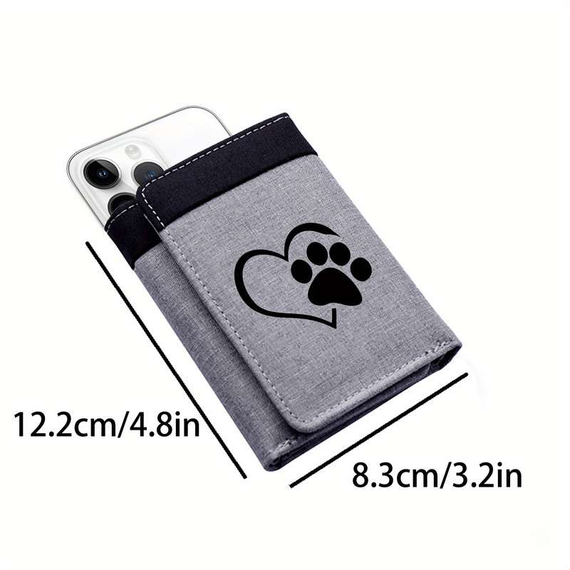 1pc Love Paw Print WalletTri-Fold Canvas Credit Card Holder Coin Purse with Heart Paw Print