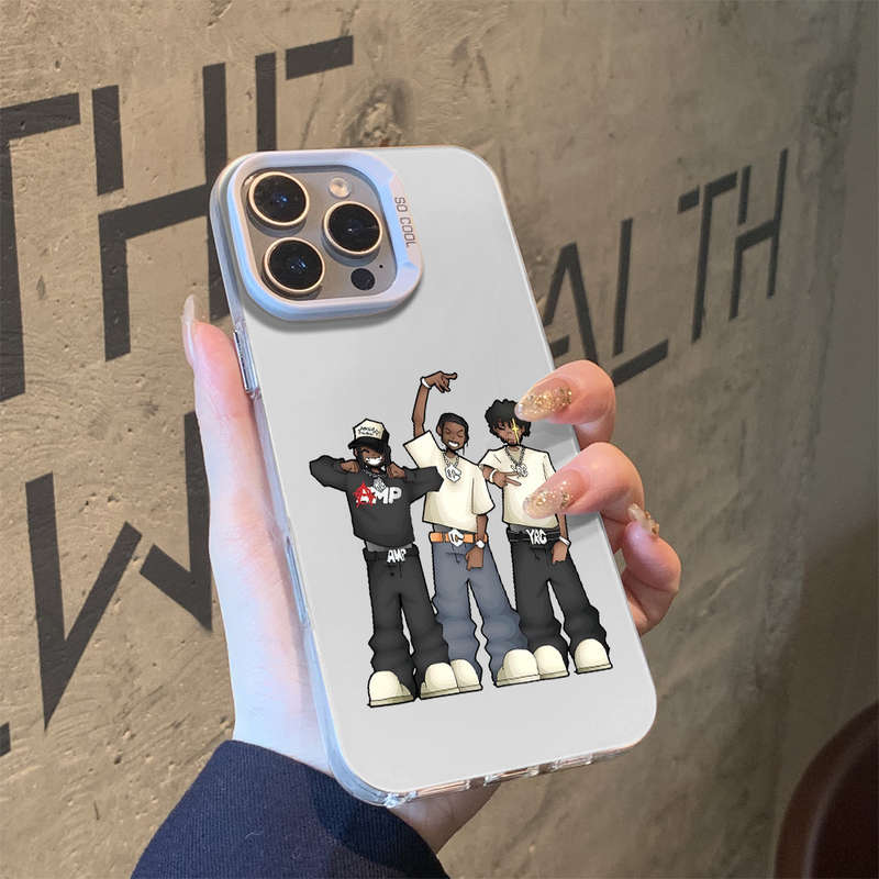 1Pc Silvery For iPhone XS Max Hip Hop Print Metal Phone Case