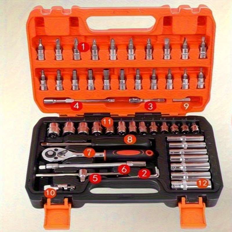 Screwdriver Bit Tool Set Color 46 Piece Socket Set Black Size Ht53And46 5746