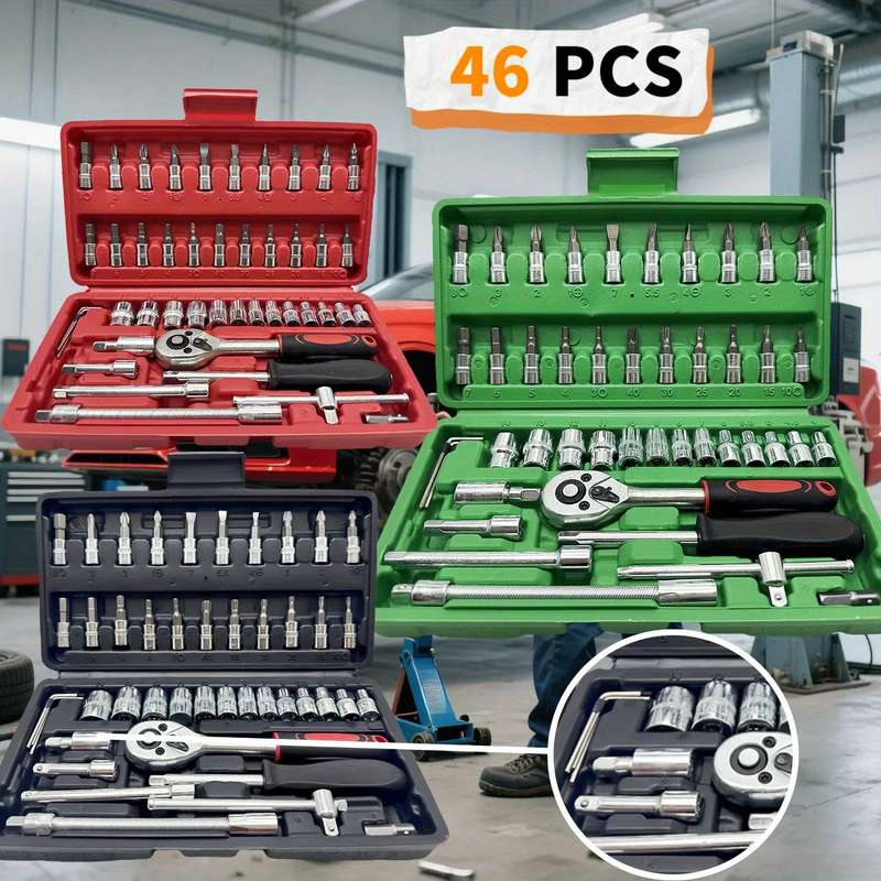 Screwdriver Bit Tool Set Color Portable Tool Set  46 Pieces Red Size Gb46And3 7564 3