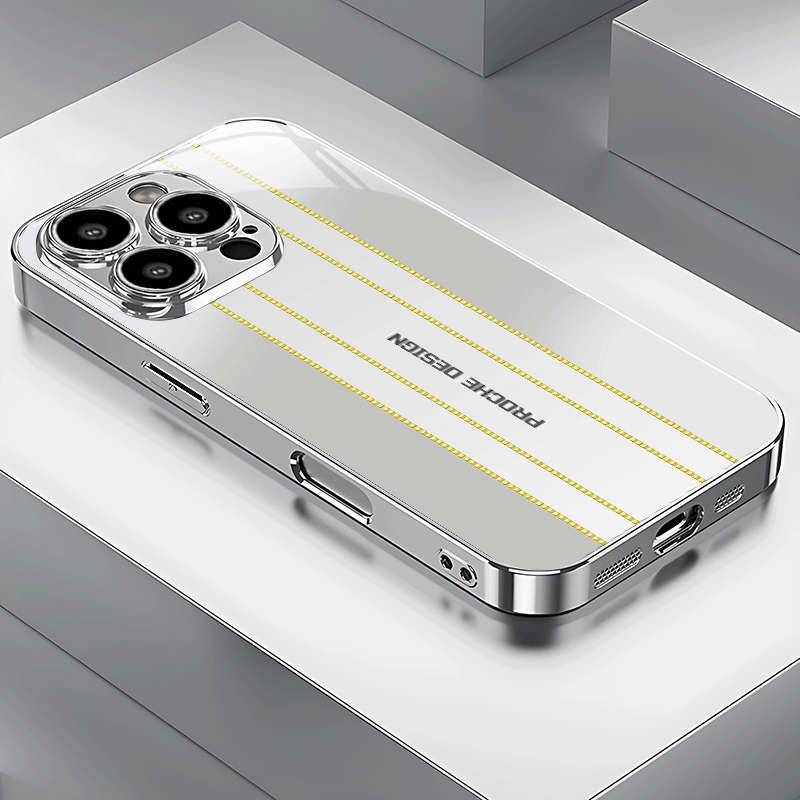 1Pc Silvery For iPhone 16 Pro Max Business Men Phone Case