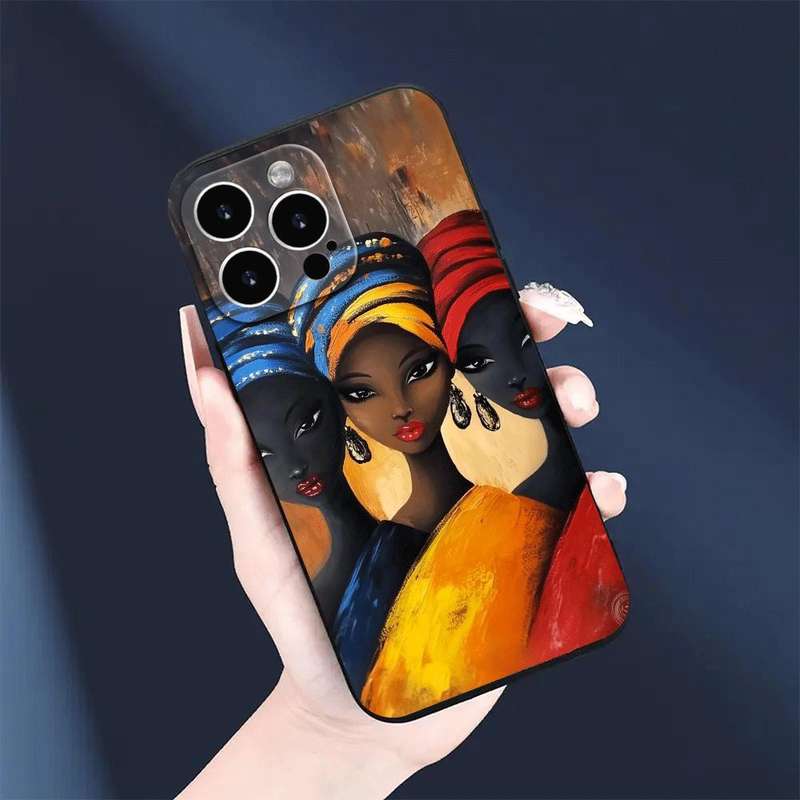 1Pc Black For iPhone 13 African Designed Phone Case