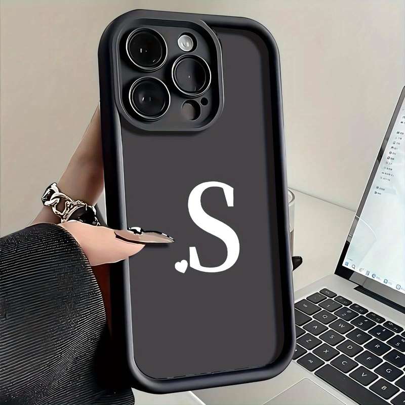 1Pc Black For iPhone 13 Pro Max English Letter Pattern Phone Case