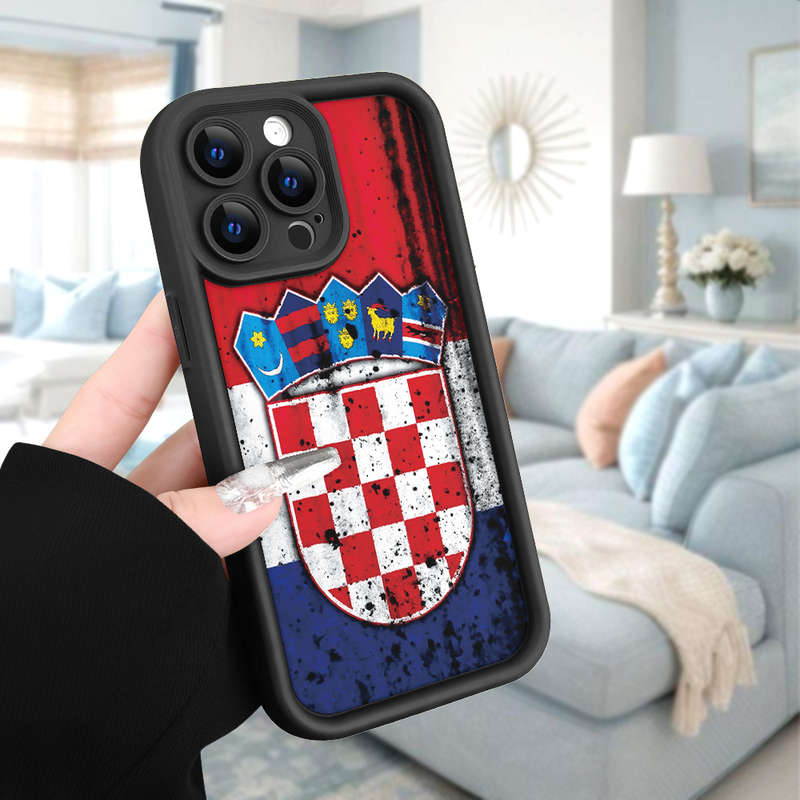 1Pc Black For iPhone 7 8 SE2 SE3 Croatian Coat Of Arms Phone Case