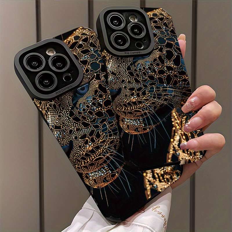 1Pc Mixed Color For iPhone 8 Plus Jewel Encrusted Leopard Phone Case