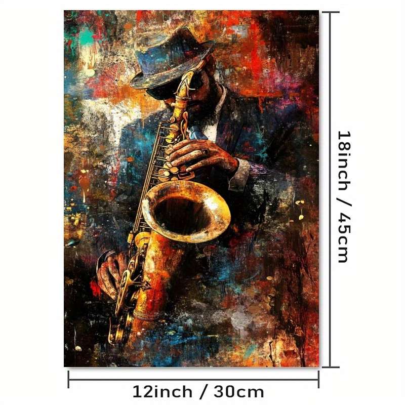 1pc  Vibrant Saxophone Player Canvas Wall Art Expressive Musician Poster for Home Decor High-