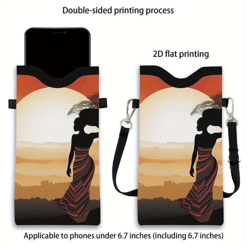 1Pc 9.3x18cm For Phone Faux Leather Phone Bag