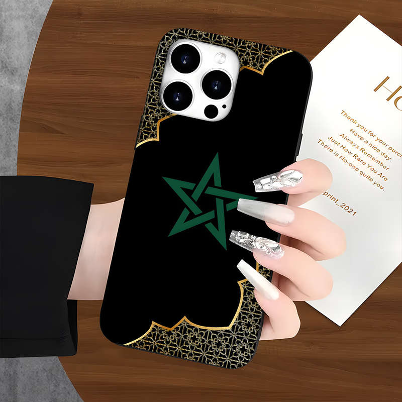 1Pc Black For iPhone 14 Pro Max Cartoon Pattern Phone Case