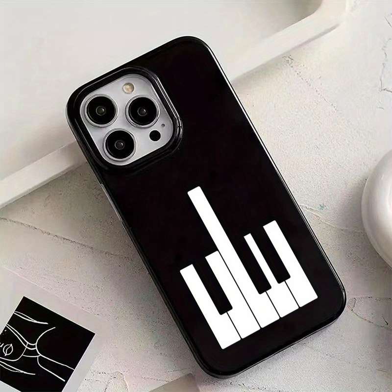 1Pc Black For iPhone 11 Pro Max Piano Key Pattern Phone Case