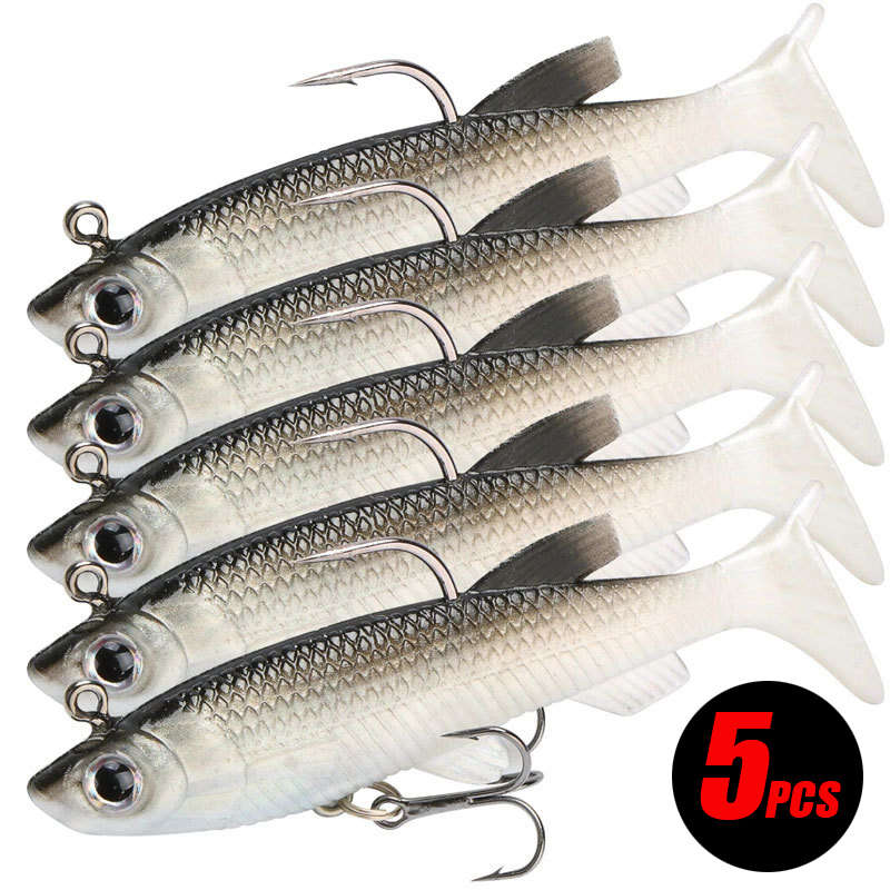 5pcs 8cm Soft Fishing Lure with Cool Hooks Lifelike Artificial Bait for Successful Fishing