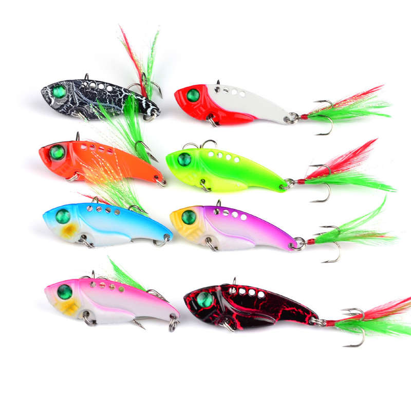 1pc Lifelike Rooster Tail Spoon Wobble Fishing Lure With Jig Hook