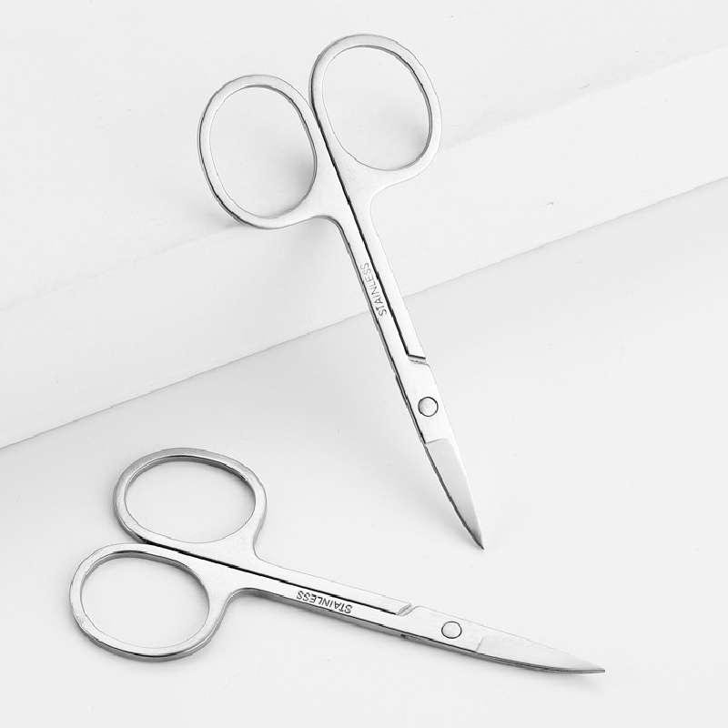 1pc Stainless Steel Eyebrow Trimmer Facial Scissors Unisex Nose Hair and Beard Trimming Shear