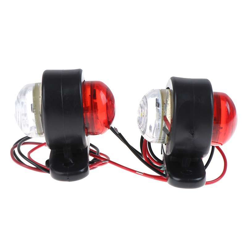2pcs Red White 12-24V Universal Side Marker Lights Double Side Lighting Indicator Lam