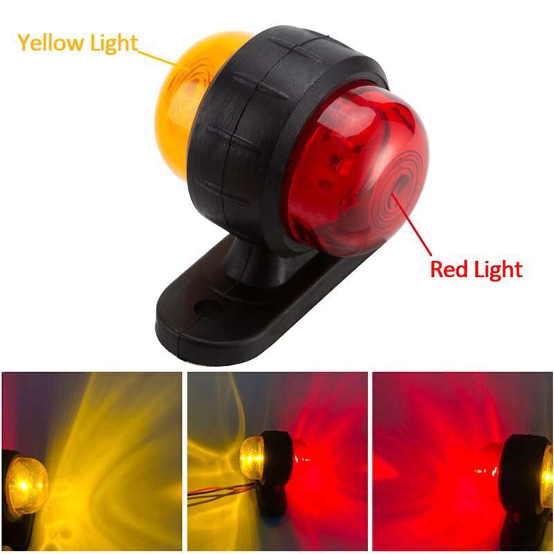 2pcs Red Yellow 12-24V Universal Side Marker Lights Double Side Lighting Indicator La