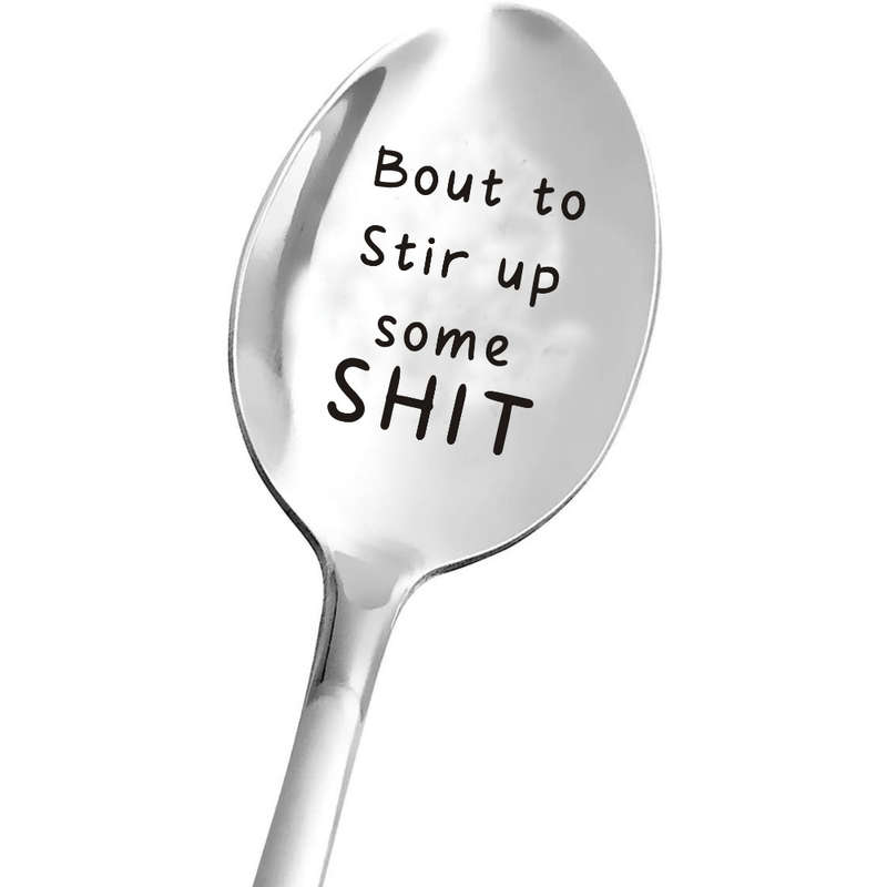 1pc Humorous Stainless Steel Spoon  Bout to Stir Some Shit  Ideal Gift for Mom Grandma Gran