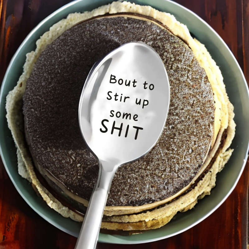 1pc Humorous Stainless Steel Spoon  Bout to Stir Some Shit  Ideal Gift for Mom Grandma Gran