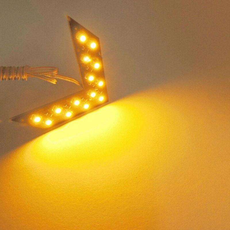 2pcs Yellow Light 14SMD LED Arrow Indicator Lights for Car Rearview Mirrors Fit Mu