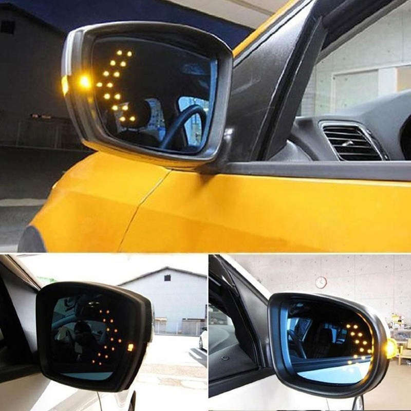 2pcs Yellow Light 14SMD LED Arrow Indicator Lights for Car Rearview Mirrors Fit Mu