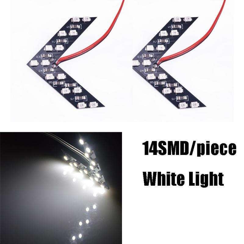 2pcs White Light 14SMD LED Arrow Indicator Lights for Car Rearview Mirrors Fit Easy