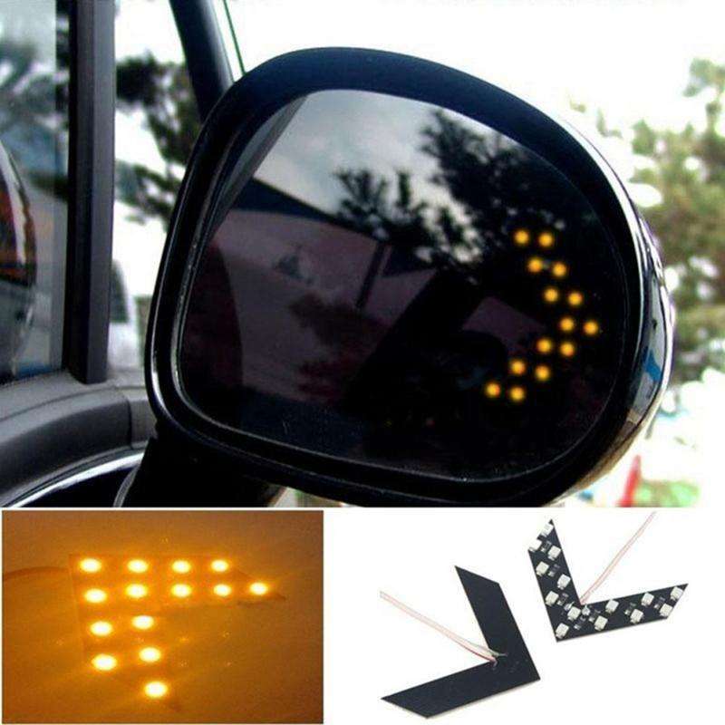 2pcs Yellow Light 14SMD LED Arrow Indicator Lights for Car Rearview Mirrors Fit Mu
