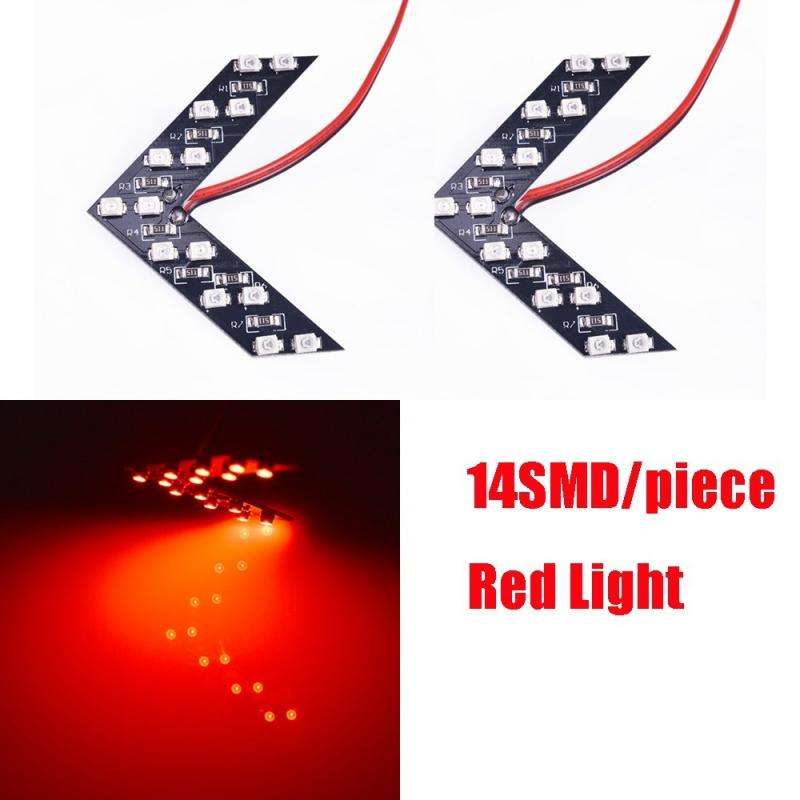 2pcs Red Light 14SMD LED Arrow Indicator Lights for Car Rearview Mirrors Fit Easy In