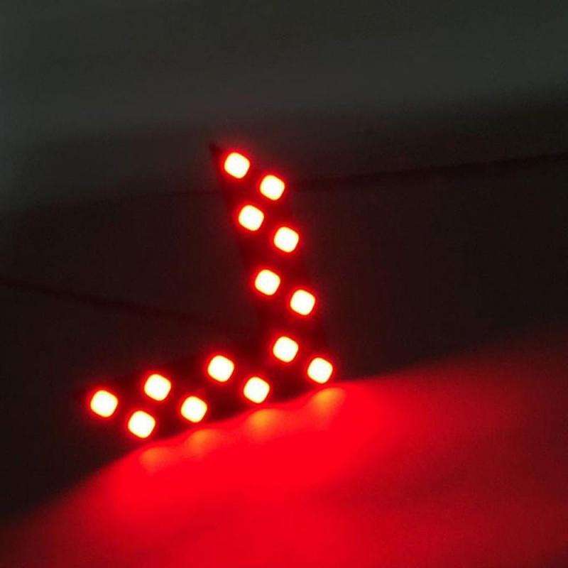 2pcs Red Light 14SMD LED Arrow Indicator Lights for Car Rearview Mirrors Fit Easy In