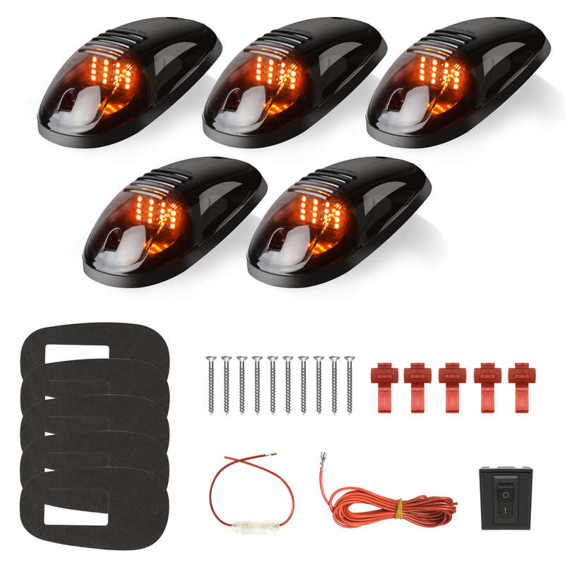 5pcs Amber 12V LED Smoke Cab Roof Running Top Marker Light Bulb Assembly Replacement