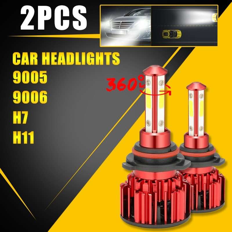 2pcs 9006-HB4 LED Car Headlights High Beam 6000K White Light Durable Aluminum All