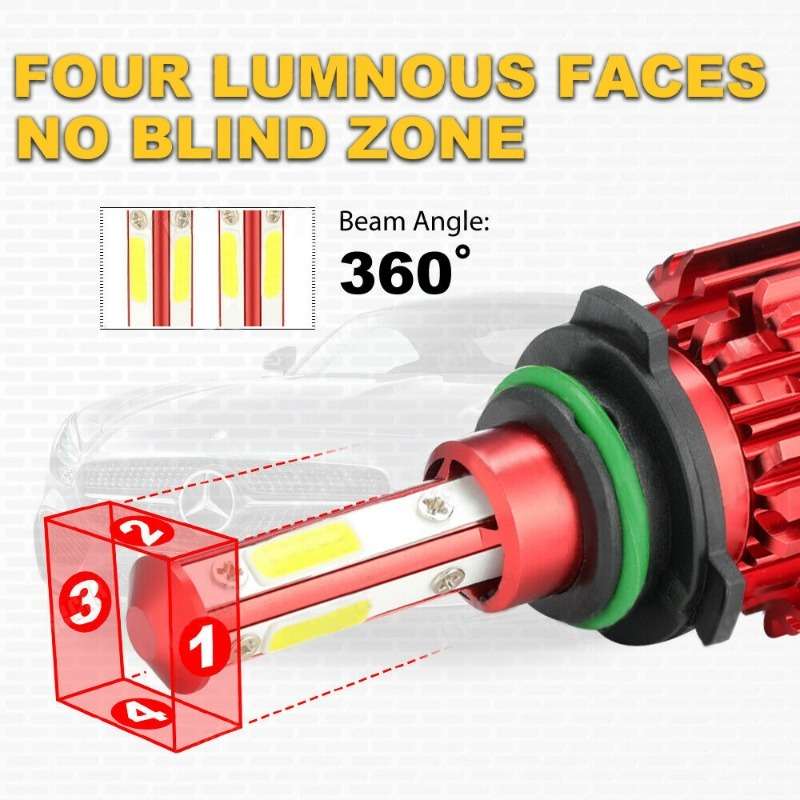 2pcs 9006-HB4 LED Car Headlights High Beam 6000K White Light Durable Aluminum All