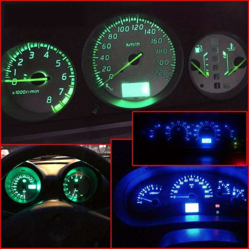 10pcs Green T5 LED Car Dash Dashboard Lights 74 73 286 Instrument Cluster Gauge Panel