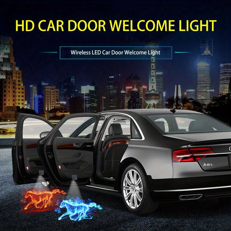 2pcs LED Car Door Projector Lights Energy-Efficient No-Drill Installation Welcome