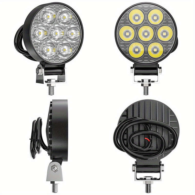 2pcs 12-24V 7LED Mini LED Work Light Off Road Auxiliary Light For Car Truck 64x64mm
